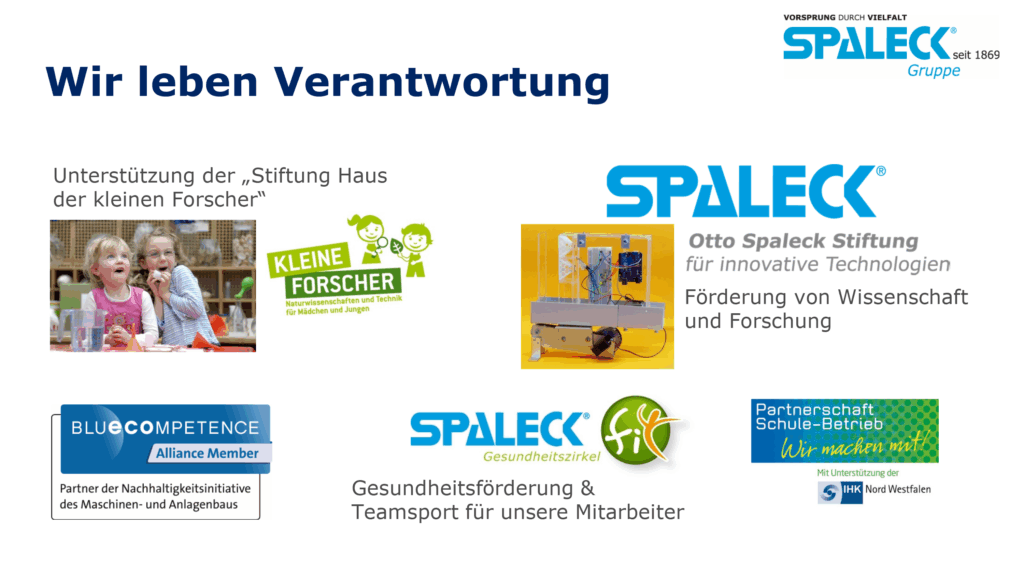 The chart illustrates the Spaleck Group's commitment in the 2016 Sustainability Report.