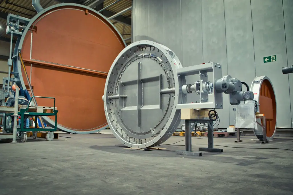 Industrial machine components in a SPALECK Group factory.