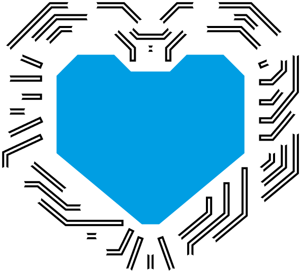 An icon of a heart surrounded by a semiconductor chip, symbolizing high-tech industries such as medical technology and the semiconductor industry, for SPALECK contract manufacturers