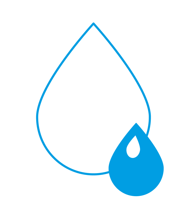 Two water droplets were developed as an icon representing water treatment and wastewater recycling processes for SPALECK solutions