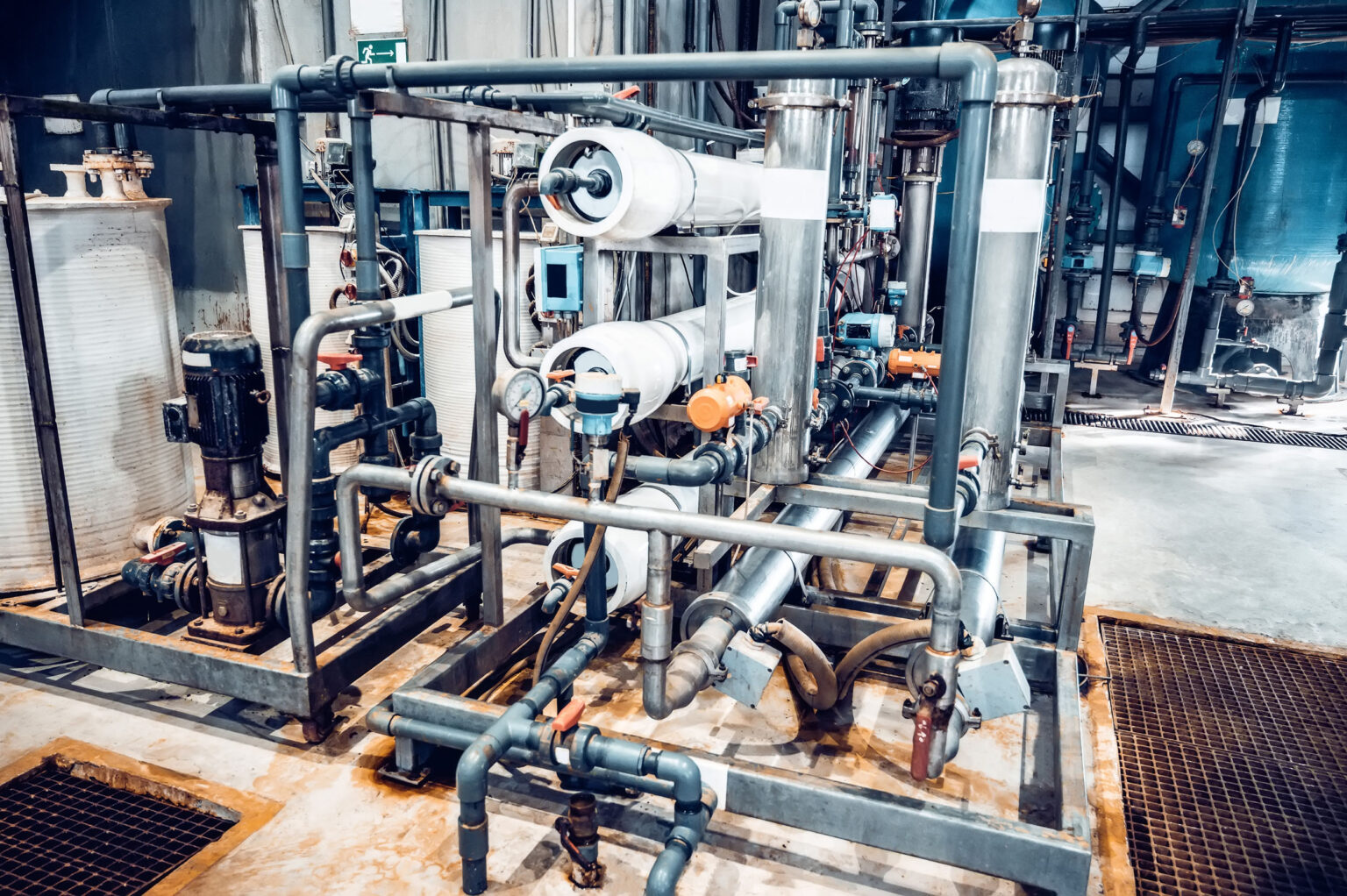 Water treatment plant in an industrial setting.
